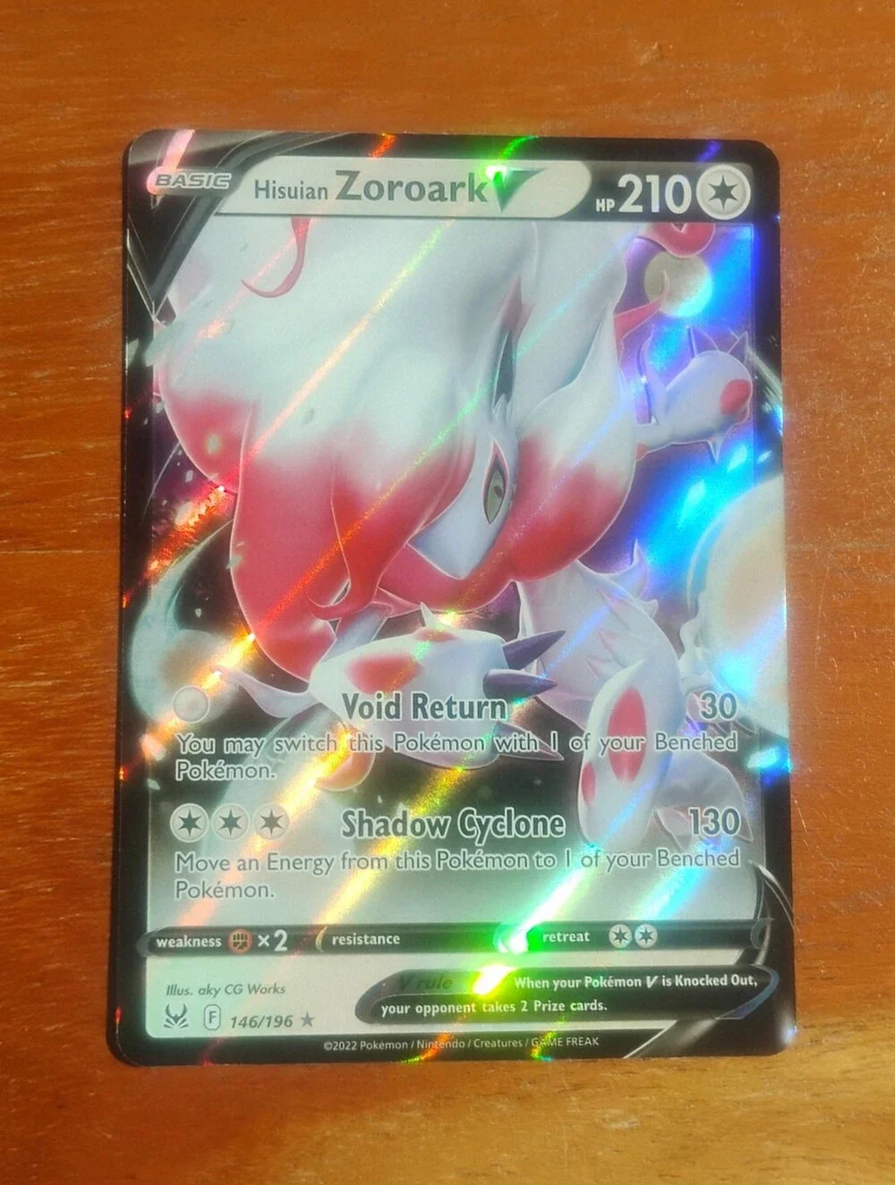 Mint 2022 Holo Full Art Hisuian Zoroark V 146/196 Lost Origin Pokemon Card